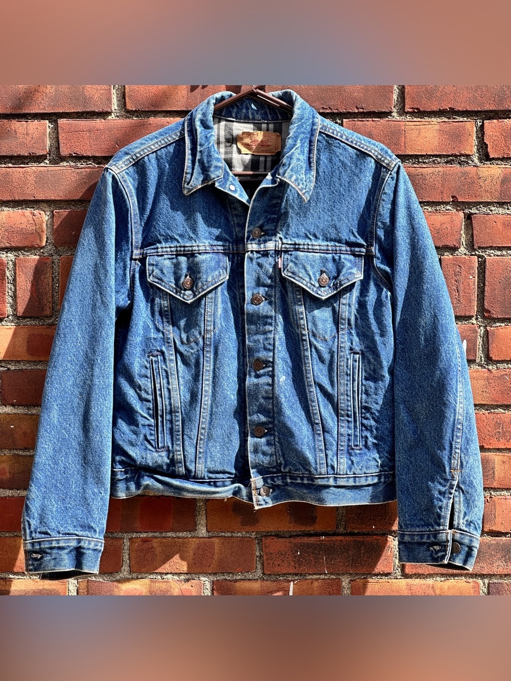 Vintage 80s Levis Blanket Lined Denim Trucker Jacket Made in USA Medium 70506